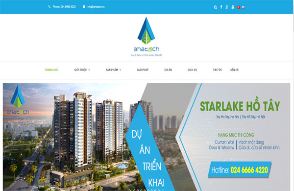 mẫu thiết kế website nhôm kính đơn giản